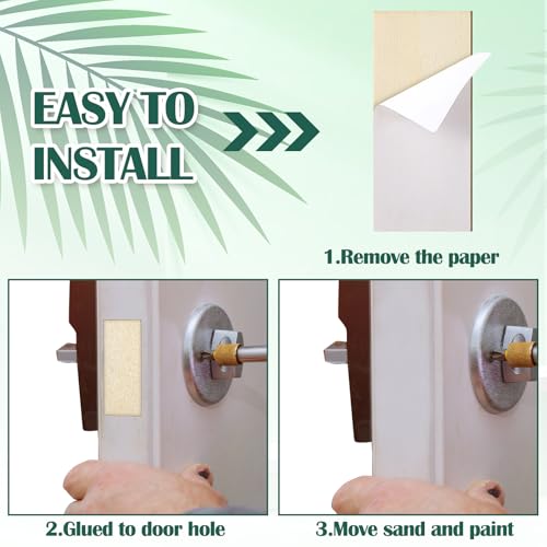Weysat 8 Pcs 1" x 2-1/4" Door Edge Hole Filler Plates with Double Sided Tapes, Deadbolt Cover Blank Strike Plates for Exterior Doors Lock