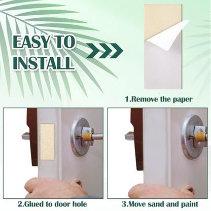 Weysat 8 Pcs 1" x 2-1/4" Door Edge Hole Filler Plates with Double Sided Tapes, Deadbolt Cover Blank Strike Plates for Exterior Doors Lock
