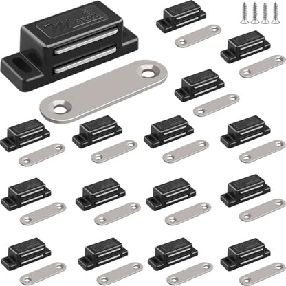 Cabinet Magnetic Catch - 16 Pack Cabinet Door Magnetic Latch for Cupboards Drawers Closet Doors and Shutters (Black) - color: Black