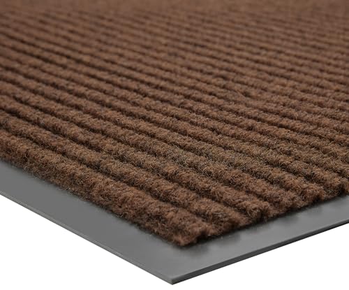 100pointONE Front Door Mat, Heavy Duty Indoor Outdoor Doormat, 48" x 36" Low Profile Outdoor Mats for Home Entrance, Stain and Fade Resistant Welcome Mat Ideal for High Traffic Area, Brown - color: Brown Striped, size: 3' x 4' (Rectangular)