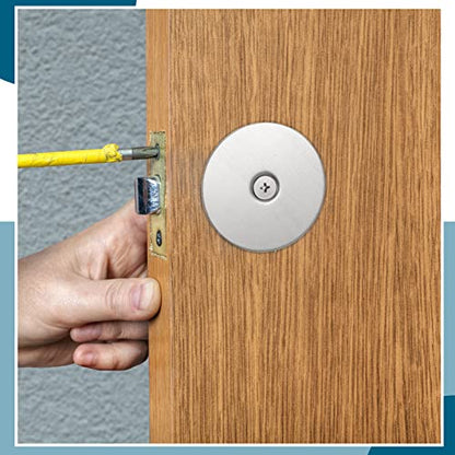 2 Set Door Hole Cover Plate 2-5/8" Diameter Door Hole Filler Plate Stainless Steel Knob, Increase Home Security on Entry, Silver