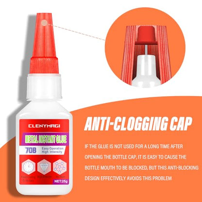 Metal Glue, Instant Drying Superglue for Metal, Wateproof Clear Cyanoacrylate Glue for Bonding Stainless Steel, Aluminum Alloy, DIY Crafts, Toys, Wood, Plastic and More(1 Bottle of 25g) - size: 1 Pack