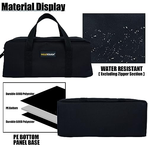 MELOTOUGH Utility Tool Tote bag Combo Kit-Includes 2 Medium Tool Organizer Bags for Electrician, Plumbing, Gardening, HVAC & More (14 inch,Black&Grey) - color: Black & Grey