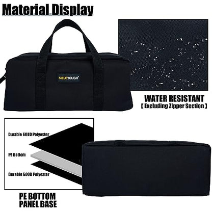 MELOTOUGH Utility Tool Tote bag Combo Kit-Includes 2 Medium Tool Organizer Bags for Electrician, Plumbing, Gardening, HVAC & More (14 inch,Black&Grey) - color: Black & Grey