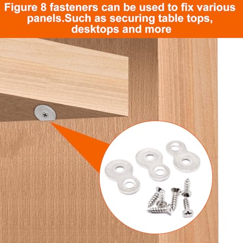 30 PCS Figure 8 Fastener with Screws, Heavy Duty Table Top Fasteners Hardware, Desk Top Fastener for Wood Chair Table Top Repair, Silver - color: Silver