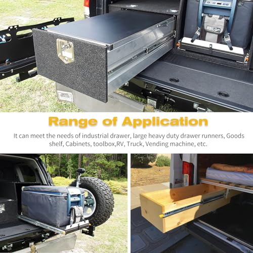 YENUO Heavy Duty Drawer Slides with Lock 12 14 16 18 20 22 24 26 28 30 32 34 36 38 40 44 48 52 56 60 Inch Full Extension Side Mount Ball Bearing Locking Rails Track Glides Runners Load 500 Lbs 1 Pair - size: 14 Inch, style: Load:500 lb (With lock) -W:76mm
