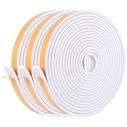Kikerike Self Adhesive Foam Tape Weatherstrip 1in x 1/2in x 20Ft High Density Foam Insulation Strips Seal Weather Stripping with Strong Adhesive for Door and Window Sound Isolation Soundproofing - size: 1in X 1/2in X 20ft