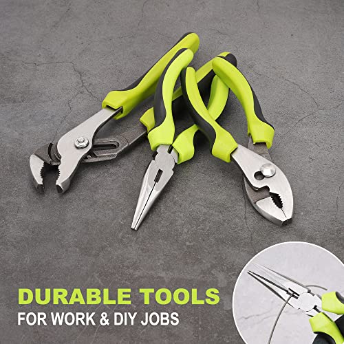 FASTPRO 267-Piece Home Tool Set, Household Repairing Tool Kit with 13-Inch Wide Mouth Open Tool Bag, Mechanics Hand Tool Kit for DIY, Home Maintenance, Green