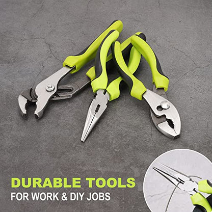 FASTPRO 267-Piece Home Tool Set, Household Repairing Tool Kit with 13-Inch Wide Mouth Open Tool Bag, Mechanics Hand Tool Kit for DIY, Home Maintenance, Green