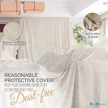 DIRT DEFENSE Drop Cloth Cotton Tarp Large Canvas Tarp for Art Supplies, Drop Cloths for Painting Supplies/Paint Canvas Fabric and Furniture Cover from Paint (6ftx9ft Pack of 1) - size: 6ft x 9ft Pack of 1