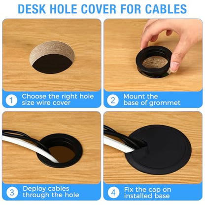 Desk Grommet 2-1/16" (53 mm), Desk Cord Hole Cover, Cable Grommet ABS Plastic, Desk Hole Grommet for Office and Home Table Cable, Detachable Adjustable Cable Cord Organizer (Silvery4 Pcs) - size: 2-1/16" (53 mm), style: 4 pcs Silvery