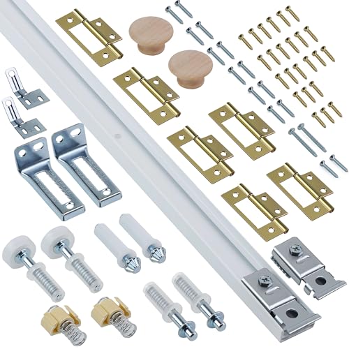 Bifold Door Hardware Kit, 48-Inch Bi-fold Closet Door Track Kit Bifold Closet Door Hardware Kit Folding Door Hardware Repair Replacement Tool Kit - size: 48 Inch Track