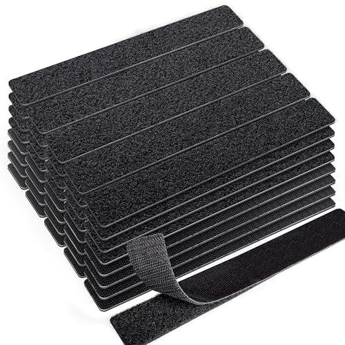 KING MOUNTAIN 1x8 Inch Hook and Loop Strips, 20 Sets Nylon Self Adhesive Tape, Double Sided Strong Back Adhesive Tape and Dots for Office, Home and Crafting, Heavy Duty, Black - size: 1*8in, style: Black Tape