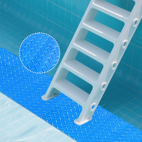 Large Swimming Pool Ladder Mat, 12"x36" Protective Non-Slip Pool Step Pad with Texture，Protective Ladder Pad for Above Ground Swimming Pools Liner and Stairs (Blue)