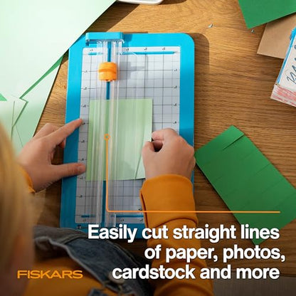 Fiskars Kids Junior Paper Trimmer – Turquoise Safe and Easy Paper Cutter for Crafting and School Projects 7 x 11.5 Inches - style: Jr Paper Trimmer