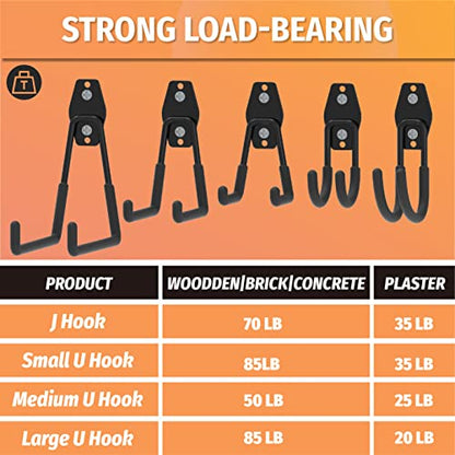 HUHOLE 14PC Garage Hooks Heavy Duty, Utility Garage Storage Hooks, Wall Mount Garage Hooks with Anti-Slip Coating for Hanging Ropes, Bikes, Ladders and Bulk Items. - style: Garage Hook Kit 14 PC