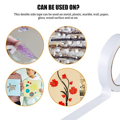 Double Sided Tape for Crafts, Double-Sided Tape for Arts, Scrapbook Supplies, Photography, Gifts Box, Scrapbooking, Card Making, Paper Backing, Tear-by-Hand, 6 Roll Heavy Duty Multi-Size Adhesive Tape - size: 3 mm, 5 mm, 8 mm, 10 mm, 12 mm, 15 mm