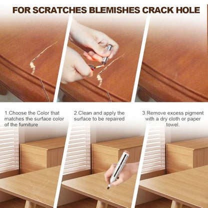 Repair Pen Wooden Furniture Floor Scratch Repair Markers and Wax Sticks Set of 21 for Stains, Scratches, Wood Floors, Tables, Desks, Carpenters, Bedposts, Touch Ups, and Cover Ups