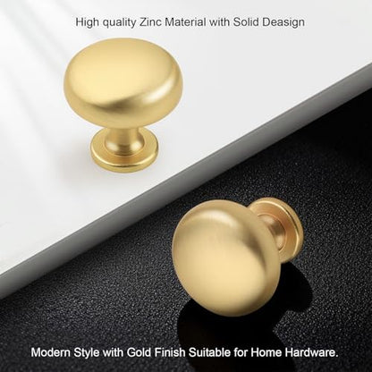 Probrico 5 Pack Cabinet Knobs Brushed Brass Round Zinc Alloy Kitchen Cupboard Knobs for Bathroom Closet Dresser Drawers - color: Brushed Brass