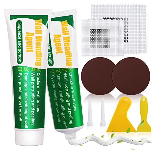 Drywall Repair Kit, 2 Pack Spackle Wall Repair Patch Kit with Scraper, Wall Mending Agent Large Hole Drywall Patch, Easy to Fill Holes in Home Wall and Quick Repair Crack, Plaster Wall Repair - color: 2 Pack