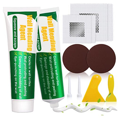 Drywall Repair Kit, 2 Pack Spackle Wall Repair Patch Kit with Scraper, Wall Mending Agent Large Hole Drywall Patch, Easy to Fill Holes in Home Wall and Quick Repair Crack, Plaster Wall Repair - color: 2 Pack