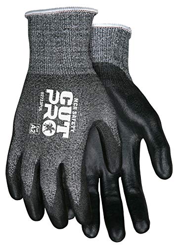 MCR Safety 92723PUM Cut Pro 13 Gauge HyperMax Work Glove, Cut Protection Glove, Polyurethane Coated Palm & Fingertips, Medium