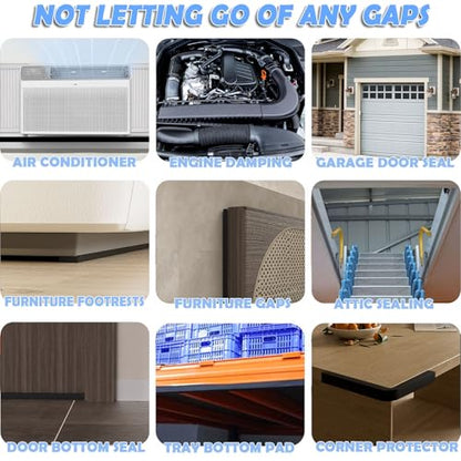 1"×1" EVA Foam Strips with Adhesive Weather Stripping Tape Larger Foam Weather Stripping Strip for Large Gap Insulation (1"×1",13FT,Grey) - color: Gray, size: 13ft (1"×1")