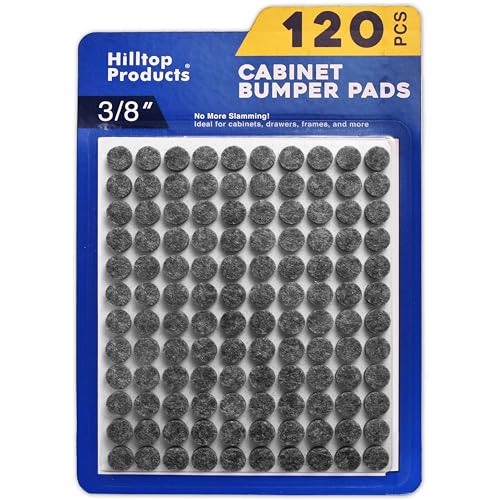 120 Pack Small 3/8" Felt Cabinet Bumpers, Door Felt Pads for Cabinet Doors & Drawers, Furniture Surface Protectors (Grey) - color: Grey