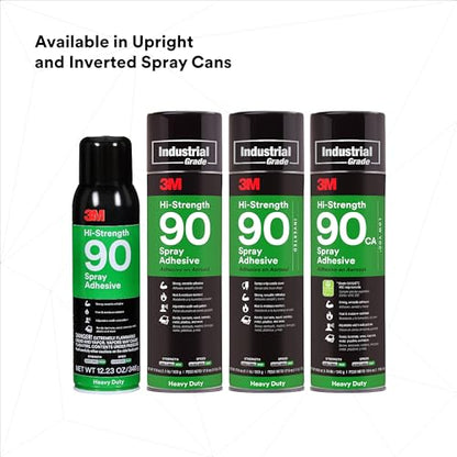 3M Hi-Strength Spray Adhesive 90, Clear Glue, Permanent, High Strength Bonding, High Tack, Bonds Laminate, Wood, Concrete, Metal, Plastic, 17.6 oz Net Wt, NOT FOR SALE IN CA AND OTHER STATES - size: 24 fl oz (Net Wt 17.6 oz), style: Hi-Strength 90
