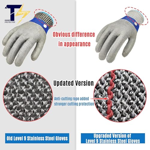 2.0 ANSI A9 Cut Resistant Gloves Stainless Steel Mesh Metal Wire Glove Durable Rustproof Reliable Cutting Glove for Meat Processing, Food Cutting (Medium - size: Medium (Pack of 1)