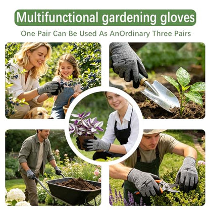 Unisex gardening gloves with a breathable latex coating, suitable for gardening, carrying, and other similar tasks - color: 6 Pairs Gray Gloves