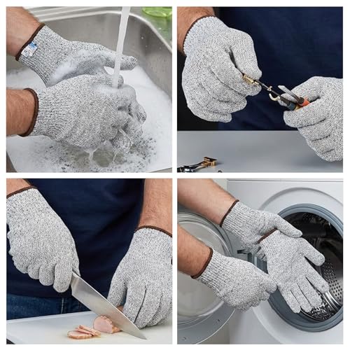 20 Pairs Safety Gloves Cut Resistant, Level 5 Protection Cut Gloves for Men/Women Safety Oyster Shucking, Kitchen Meat Cutting, Metal Fabrication, WoodWorking, Construction(Size L)