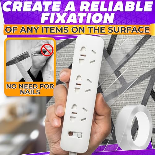 Heavy Duty Double Sided Tape – Clear Two Sided Tape Heavy Duty 9.84 Ft × 1.2" Wide – Weather Resistant Adhesive for Plastic, Wood, Glass, Metal & Marble, Suitable for Arts, Crafts & Gift Wrapping - size: 9.84 ft × 1.2 in - Standard