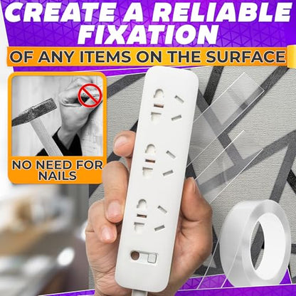 Heavy Duty Double Sided Tape – Clear Two Sided Tape Heavy Duty 9.84 Ft × 1.2" Wide – Weather Resistant Adhesive for Plastic, Wood, Glass, Metal & Marble, Suitable for Arts, Crafts & Gift Wrapping - size: 9.84 ft × 1.2 in - Standard