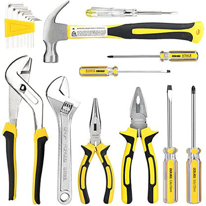 DOWELL Tool Set Tool Kit 19-Piece Household Tool Kit Set Pliers Screwdriver Set Hex Key Wrench with Storage Tool Bag Pouch HYT19 - size: 19PCS