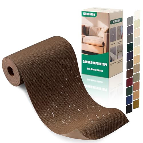 Gheeidau Canvas Repair Tape 4×70 Inch Waterproof Self-Adhesive Fabric Repair Patch for Repairing Boat Covers,Tents,Patio Umbrellas,Car Seats,Luggage,Sofas.(Dark Brown) - color: Dark Brown