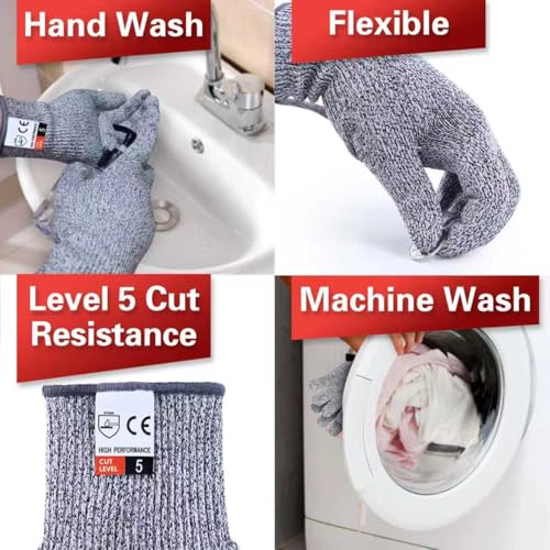 THOMEN 4 PCS (M+L) Cut Resistant Gloves Level 5 Protection for Kitchen, Upgrade Safety Anti Cutting Gloves for Meat Cutting - size: Large, style: Original-1 Pairs