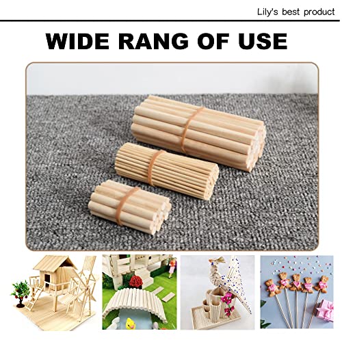 HOPELF 10PCS Wooden Dowel Rods - 3/8 x 6 Inch Bamboo Sticks - for Crafts, Hardwood Assortment - size: 3/8" x 6"