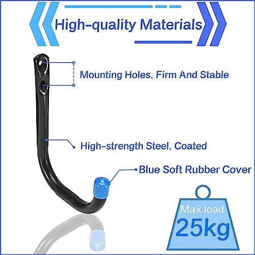 Garage Storage Hooks for Hanging, 4Inch Heavy Duty Wall Mount J Utility Hooks, Hangers-Organizer for Tools, Bikes, Ladders, Chairs, 10 Pack (‎12G-4inch10)