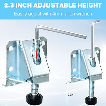 Kenning 24 Pack Heavy Duty Leveling Feet Workbench Leveling Legs Furniture Levelers Leg with Screws, Lock Wrench, 2.3 inch Adjustable Height, Leveler for Workbench, Furniture, Table, Cabinets(Silver) - color: Silver