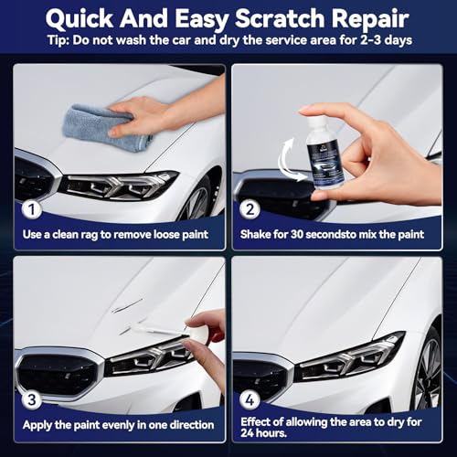 Car White Paint Touch Up Cars Scratch Repair for Vehicles, Rim High-Gloss White Paint Pen 30ML Quick Drying Automotive Scratch Repair, Non-toxic 1.5 oz Easy to Use - color: White