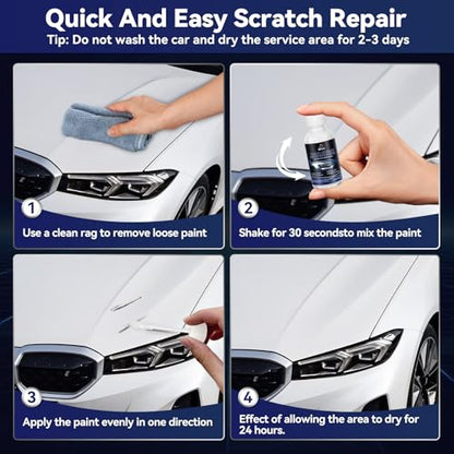 Car White Paint Touch Up Cars Scratch Repair for Vehicles, Rim High-Gloss White Paint Pen 30ML Quick Drying Automotive Scratch Repair, Non-toxic 1.5 oz Easy to Use - color: White
