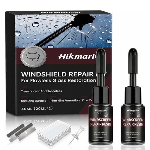 Fvquhvo Windshield Repair Kit, Nano Glass Repair Liquid for Car Window Cracks, Windshield Chip Repair Kit, Bullseye and Star-Shaped Cracks, DIY Auto Glass Restoration Tool with UV Curing Resin