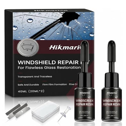 Fvquhvo Windshield Repair Kit, Nano Glass Repair Liquid for Car Window Cracks, Windshield Chip Repair Kit, Bullseye and Star-Shaped Cracks, DIY Auto Glass Restoration Tool with UV Curing Resin