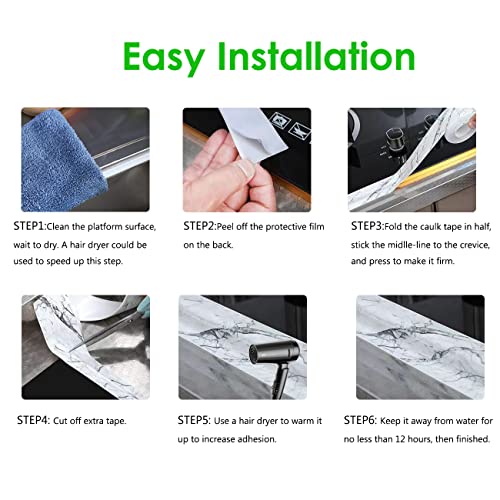 1.5" * 10.5' Kitchen & Bath Tape Caulk Strip, Upgraded Acrylic Glue PVC Self Adhesive Waterproof Caulking Sealing Tape, Decorative Sealant Trim for Kitchen Sink Toilet Bathtub (White) - style: White3.2M