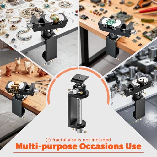 Luvan 360° Rotating Mini Bench Vise Stand, Double Locking Heavy-Duty Table Vise Stand with Enhanced Clamping Force, Adjustable Angle Vise Bracket Table Clamp Stand with Swivel Base for Fractal Vise ﻿ - color: Mount Vise and Grinder