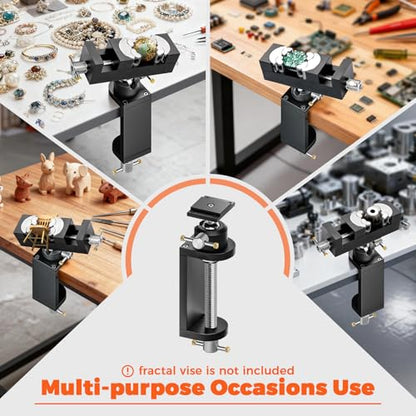 Luvan 360° Rotating Mini Bench Vise Stand, Double Locking Heavy-Duty Table Vise Stand with Enhanced Clamping Force, Adjustable Angle Vise Bracket Table Clamp Stand with Swivel Base for Fractal Vise ﻿ - color: Mount Vise and Grinder