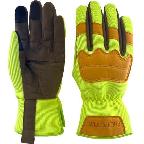 Gardening Gloves for Women and Men, Work Gloves for Yard Work - color: Fluorescent Green(touchscreen), size: X-Large-9.25''