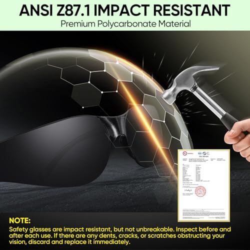 TICONN Clear Safety Glasses for Men and Women, Safety Goggles with Scratch Impact Resistant Meets ANSI Z87.1 Standard - style: 48 Pairs Charcoal