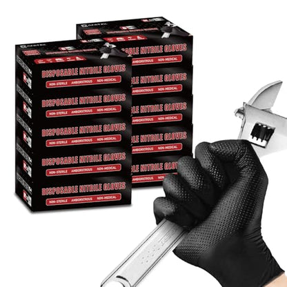 NEOTRIL 8 Mil Heavy Duty Disposable Nitrile Gloves with Diamond Texture Grip Rubber Gloves Latex & Powder Free - color: Box of 500 / Black, size: Large